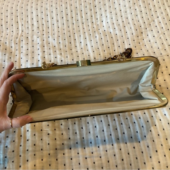 Gold Clutch with Tortoise Chain Strap - Picture 4 of 7
